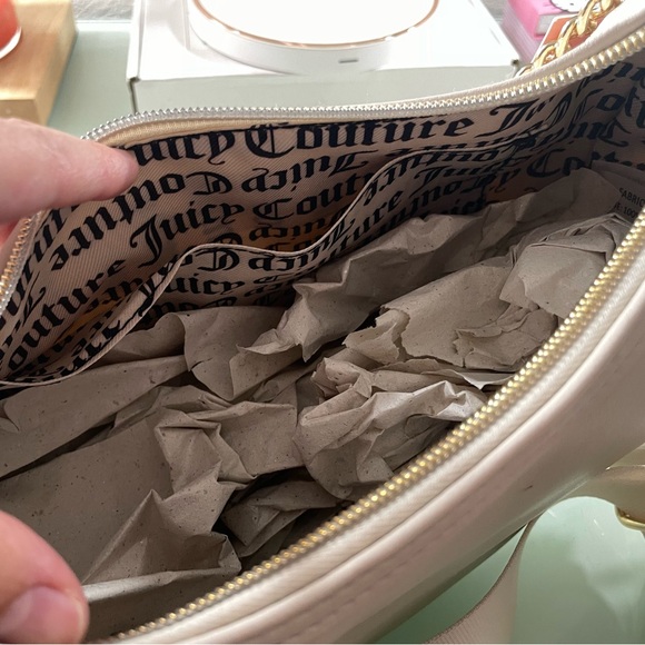 Juicy Couture Cream Quilted Angel Juicy Puff Half Moon Crossbody Bag - Picture 9 of 9